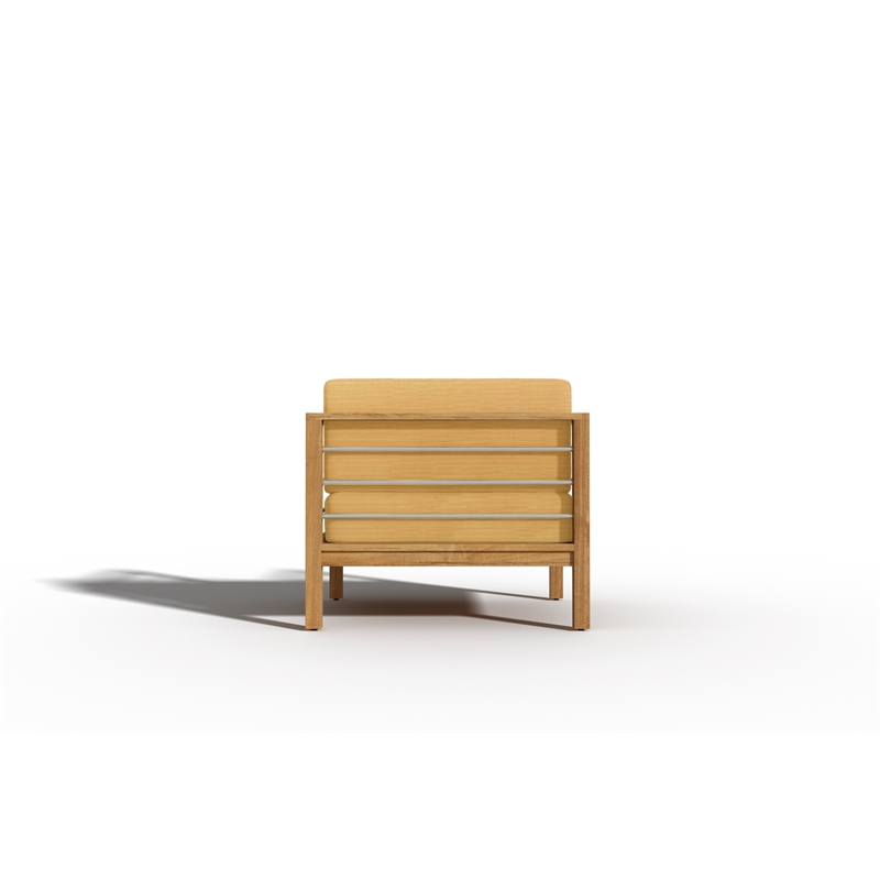 Curated Maison Leon Teak Outdoor Club Chair with Dupione Cornsilk in Yellow