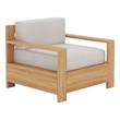 Curated Maison Lothair Teak Outdoor Club Chair with Canvas Cushion in Beige