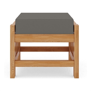 Curated Maison Sylvie Teak Outdoor Ottoman with Charcoal Cushions