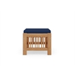 Curated Maison Sylvie Teak Outdoor Ottoman with Navy Cushions