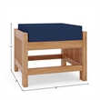Curated Maison Sylvie Teak Outdoor Ottoman with Navy Cushions