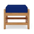 Curated Maison Sylvie Teak Outdoor Ottoman with True Blue Cushions