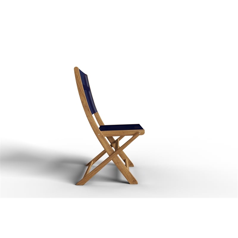 Curated Maison Lucas Teak Outdoor Folding Chair in Blue
