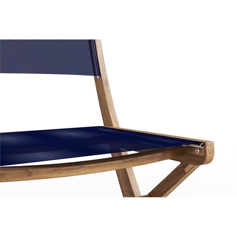 Curated Maison Lucas Teak Outdoor Folding Chair in Blue