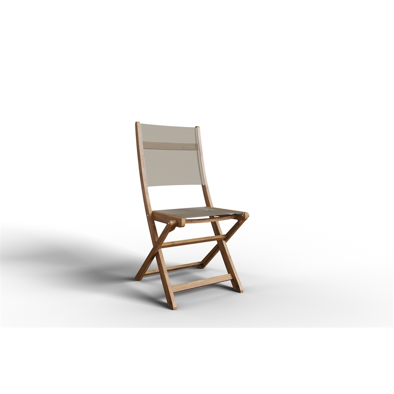 Curated Maison Lucas Teak Outdoor Folding Chair in Taupe