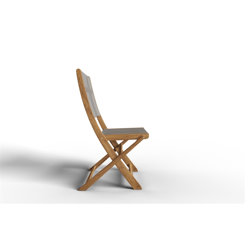 Curated Maison Lucas Teak Outdoor Folding Chair in Taupe