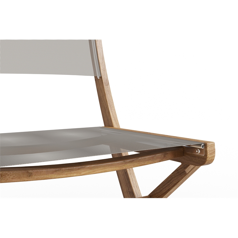 Curated Maison Lucas Teak Outdoor Folding Chair in Taupe