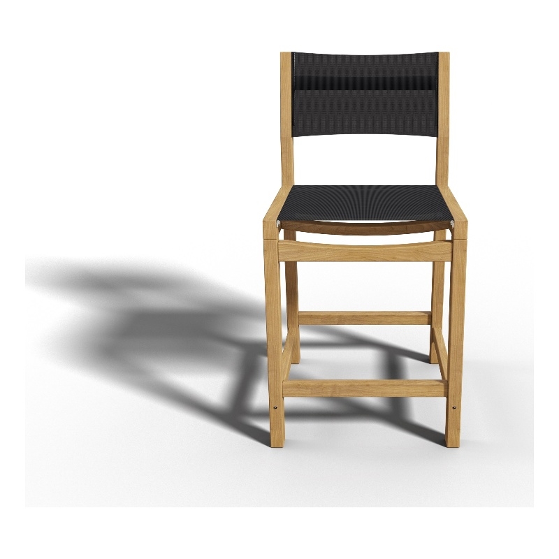 Curated Maison Perrin Teak Outdoor Counter Height Stool in Black