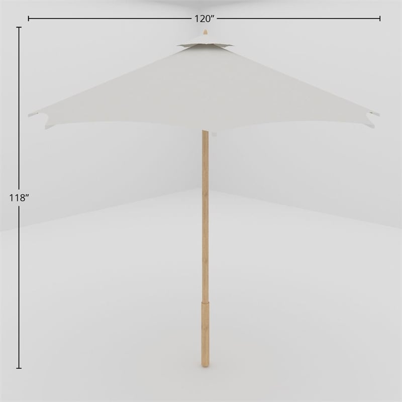 Curated Maison Marche 118 inch Diameter Teak Outdoor Umbrella in White