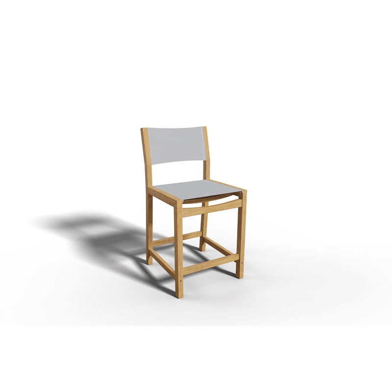 Curated Maison Perrin Teak Outdoor Counter Height Stool in White