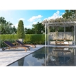 Curated Maison Perrin Teak Outdoor Reclining Chaise Lounger in Blue with Wheels