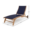 Curated Maison Perrin Teak Outdoor Reclining Chaise Lounger in Blue with Wheels