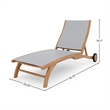 Curated Maison Perrin Teak Outdoor Reclining Chaise Lounger in White with Wheels