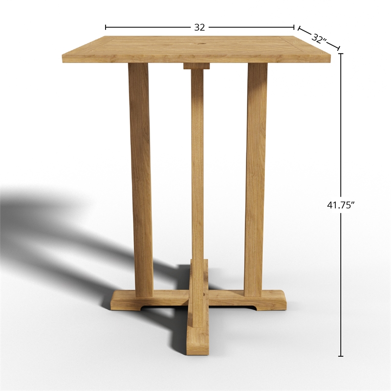 Curated Maison Michele Square Teak Outdoor Bar Table