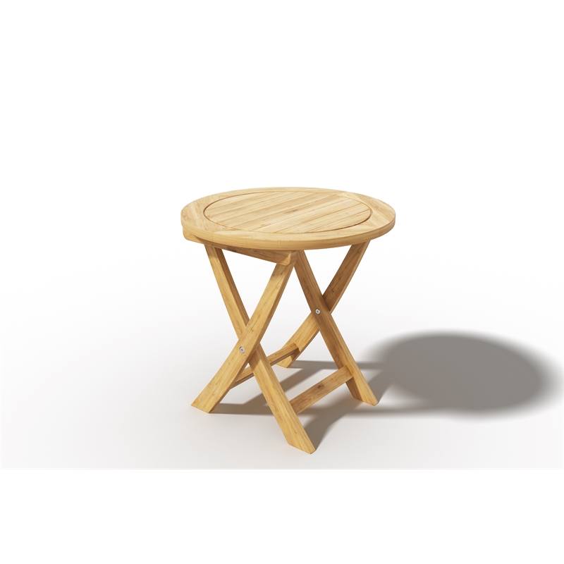 Curated Maison Perrie Round Teak Outdoor Folding Side Table