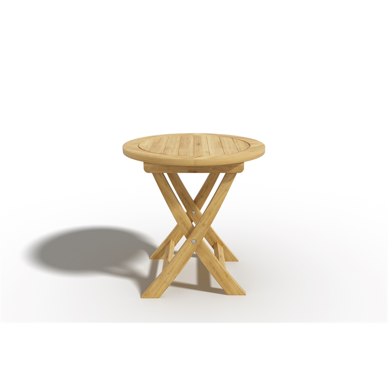 Curated Maison Perrie Round Teak Outdoor Folding Side Table