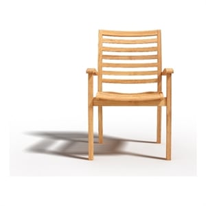 Curated Maison Mathieu Stacking Teak Outdoor Dining Armchair Natural (Set of 4)