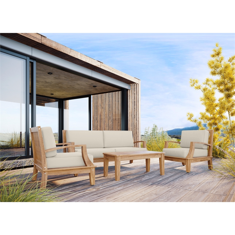 Curated Maison Eliane Teak Club Chair with Canvas Cushion in Charcoal