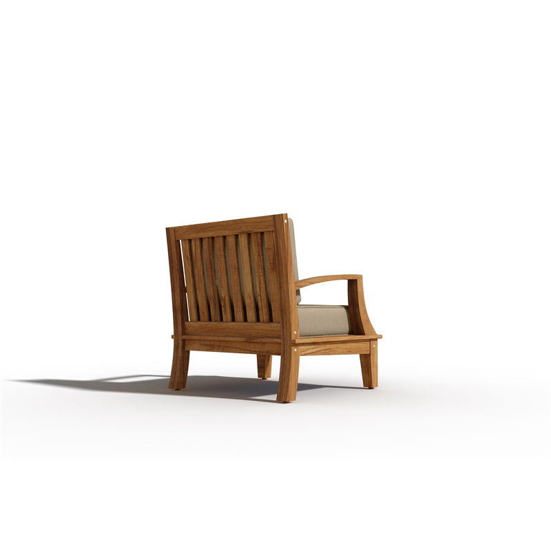 Curated Maison Eliane Teak Club Chair with Fawn Cushion in Forest