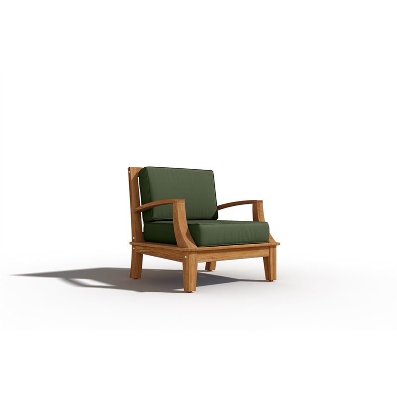 Curated Maison Eliane Teak Club Chair with Fern Green Cushion in Forest