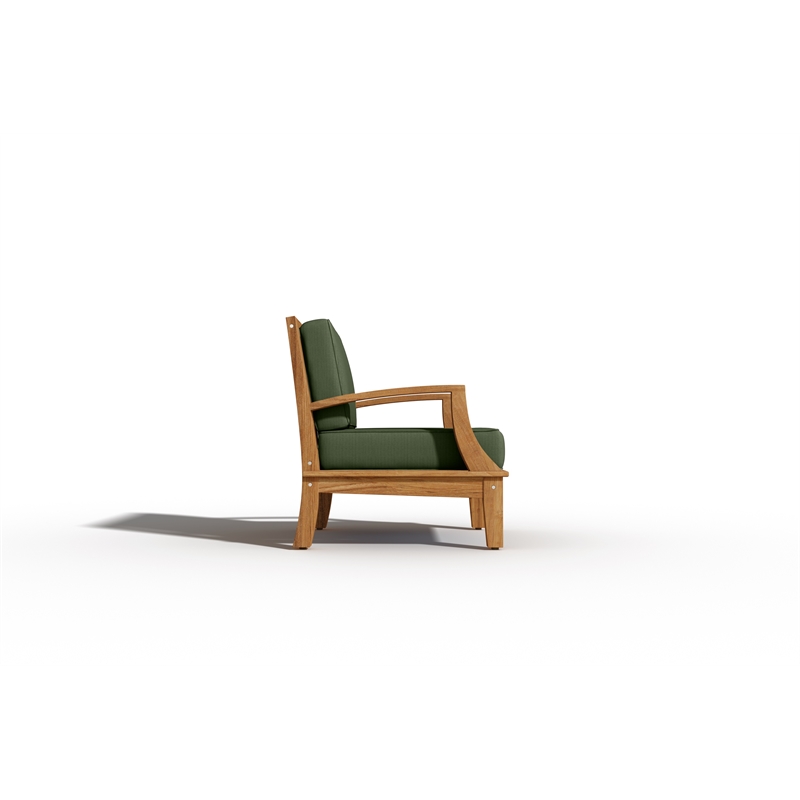 Curated Maison Eliane Teak Club Chair with Fern Green Cushion in Forest