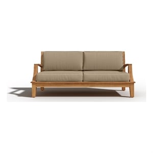 Curated Maison Eliane Teak Deep Seating Outdoor Sofa with Cushion in Fawn