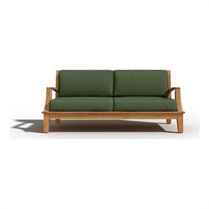 Curated Maison Eliane Teak Deep Seating Outdoor Sofa with Cushion in Fern Green