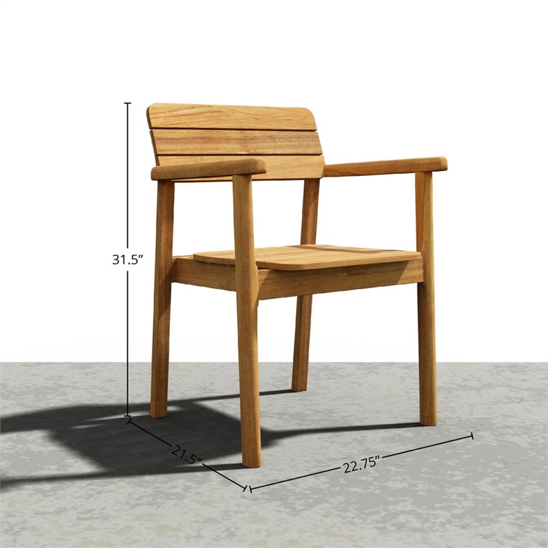 Curated Maison Riva 5-Piece Teak Outdoor Dining Set with Armchairs in Natural