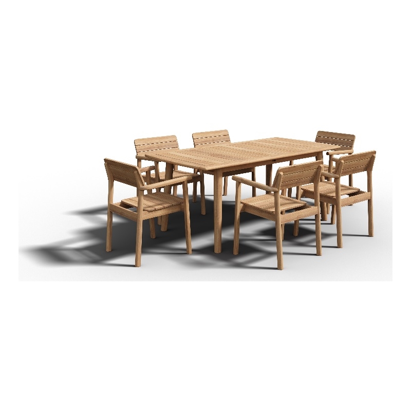 Curated Maison Riva 5-Piece Teak Outdoor Dining Set with Armchairs in Natural