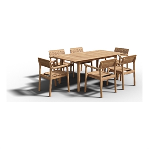 Curated Maison Riva 5-Piece Teak Outdoor Dining Set with Armchairs in Natural