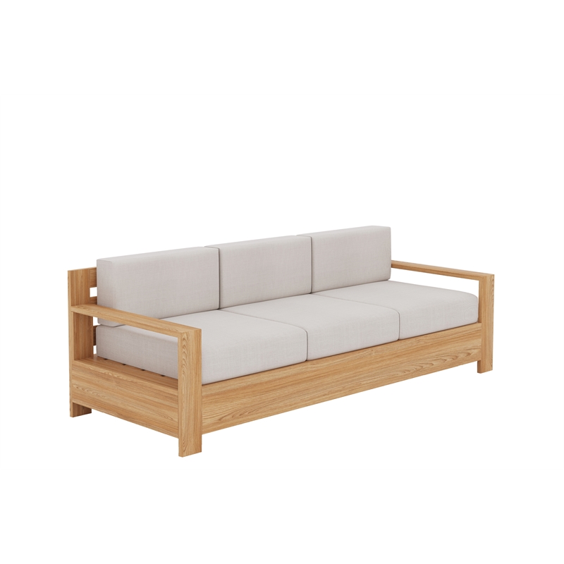 Curated Maison Lothair 4-Piece Teak Outdoor Patio Deep Seating Set in Tan