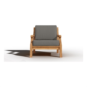Curated Maison Adrien Teak Deep Seating Outdoor Club Chair with Charcoal Cushion