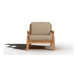 Curated Maison Adrien Teak Deep Seating Outdoor Club Chair with Fawn Cushion