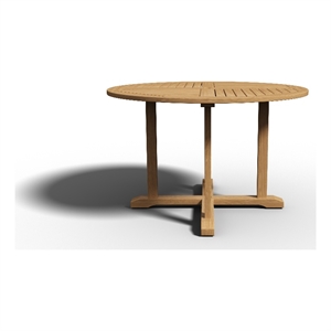 Curated Maison Abel 47.25&quot Teak Outdoor Dining Table with Umbrella Hole Natural