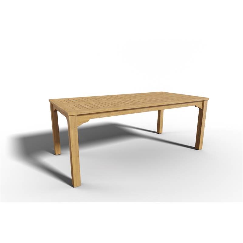 Curated Maison Clarisse Teak Outdoor Dining Table w/ Built-In Extension Natural