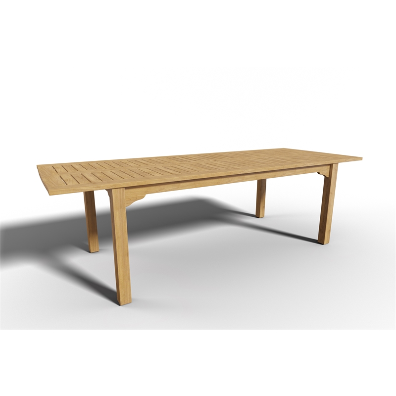 Curated Maison Clarisse Teak Outdoor Dining Table w/ Built-In Extension Natural