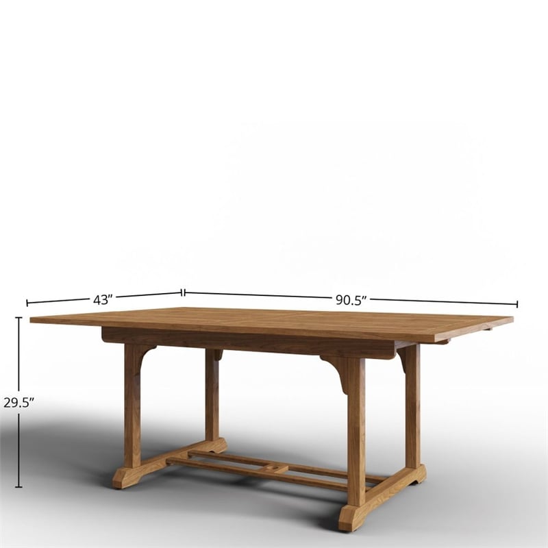 Curated Maison Belmont Teak Outdoor Dining Table w/ Built-In Extension Natural