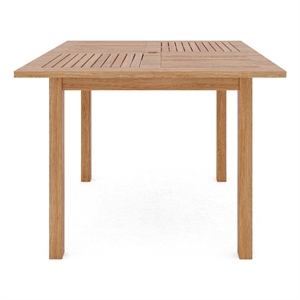 Curated Maison Mathieu Square Teak Outdoor Dining Table w/ Umbrella Hole Natural