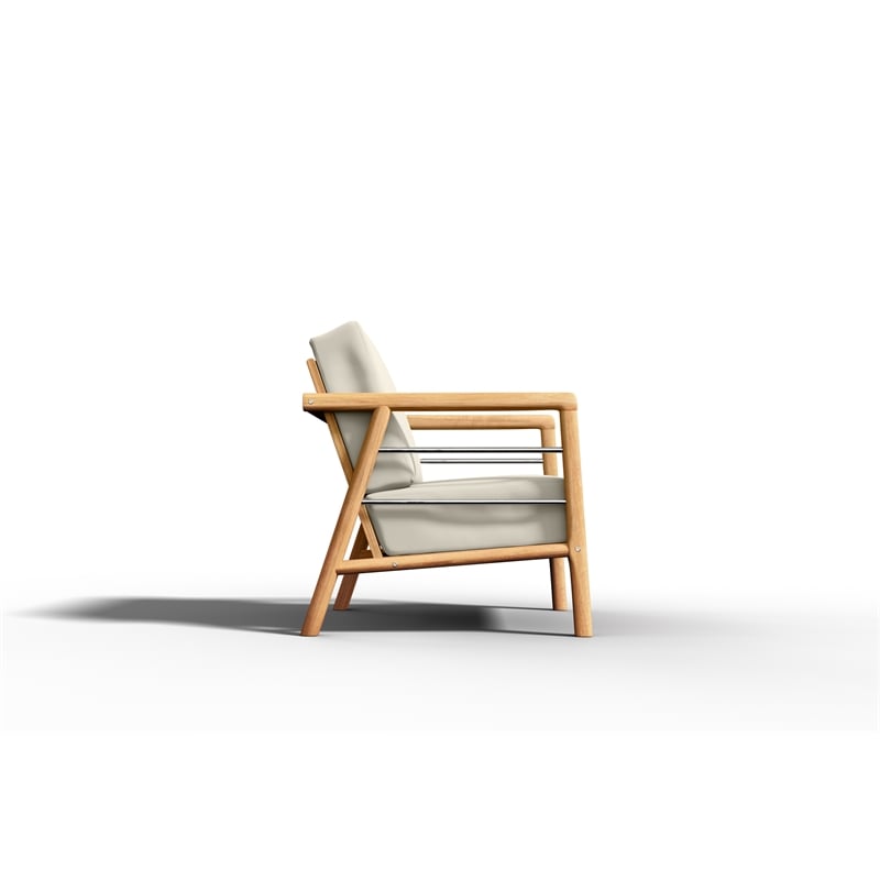 Curated Maison Daniele Teak Deep Seating Outdoor Club Chair in Tan