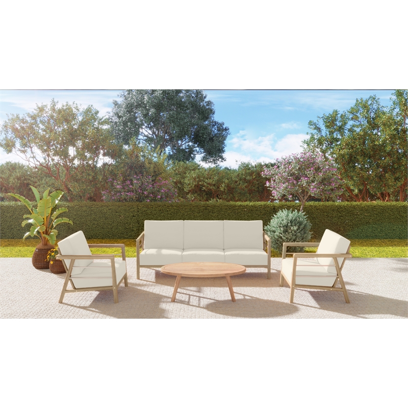 Curated Maison Daniele Teak Deep Seating Outdoor Club Chair in Tan