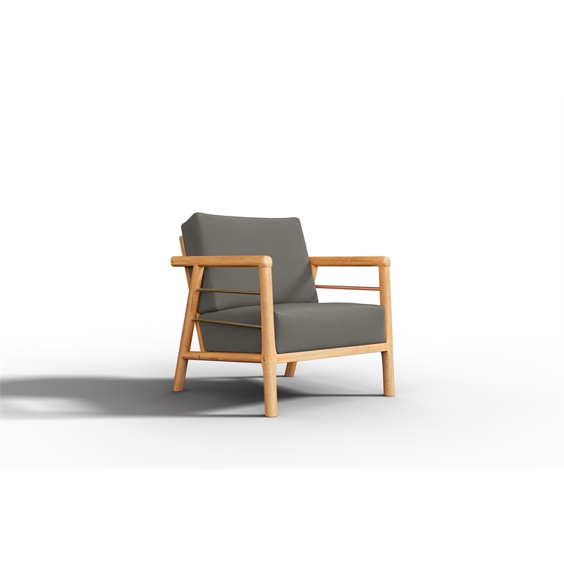 Curated Maison Daniele Teak Deep Seating Outdoor Club Chair w/ Charcoal Cushion