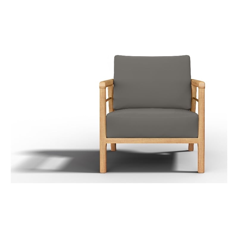 Curated Maison Daniele Teak Deep Seating Outdoor Club Chair w/ Charcoal Cushion