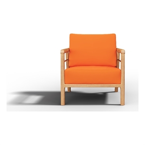 Curated Maison Daniele Teak Deep Seating Outdoor Club Chair with Melon Cushion