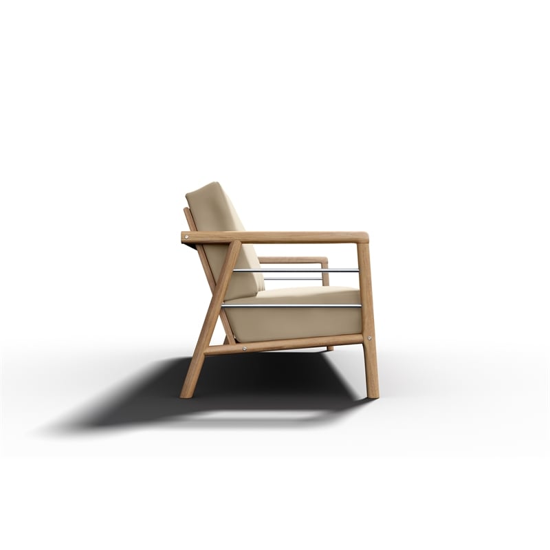 Curated Maison Daniele 86-inch Teak Deep Seating Outdoor Sofa with Fawn Cushion