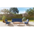 Curated Maison Daniele 86-inch Teak Deep Seating Outdoor Sofa with Navy Cushion