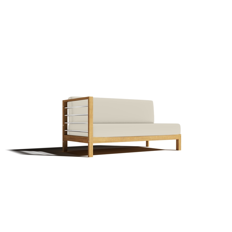 Curated Maison Leon Teak Outdoor Sectional Left Sofa with Canvas Cushion in Tan
