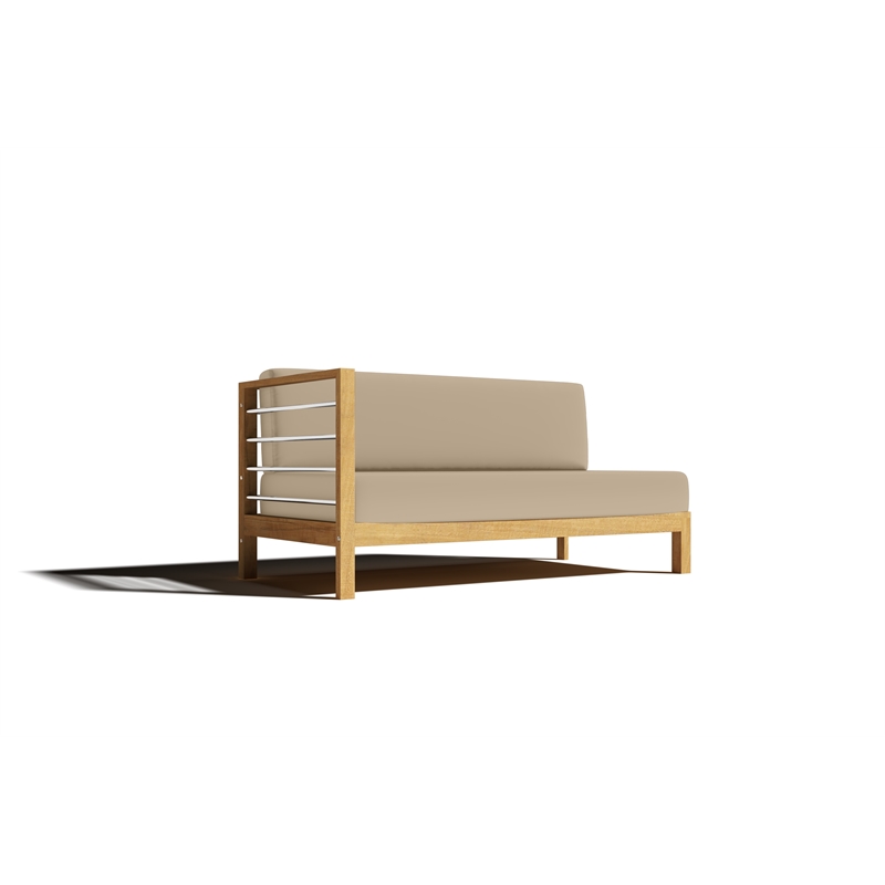 Curated Maison Leon Teak Outdoor Sectional Left Sofa with Fawn Cushion