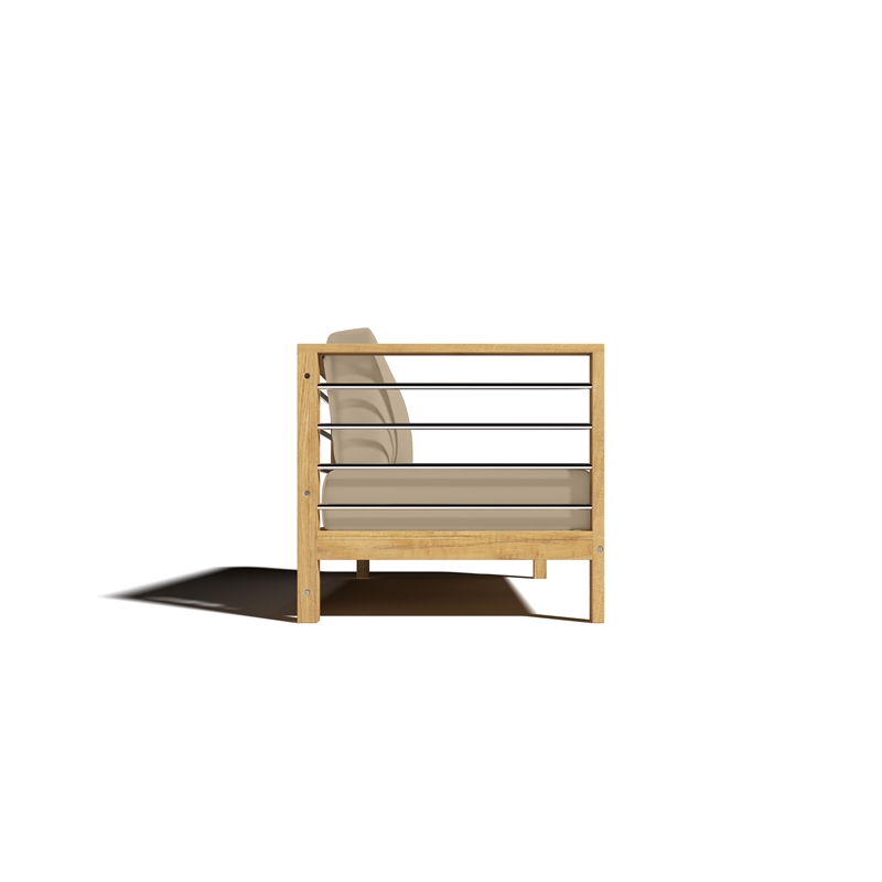 Curated Maison Leon Teak Outdoor Sectional Left Sofa with Fawn Cushion