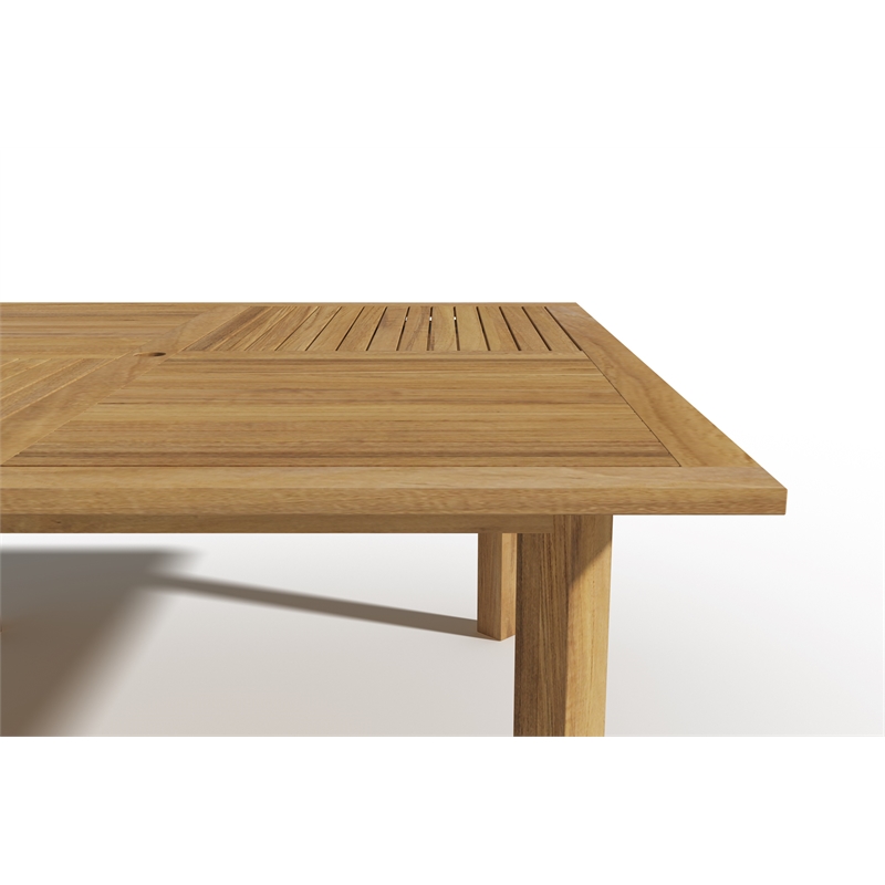 Curated Maison Theophile Teak Outdoor Dining Table with Umbrella Hole in Natural