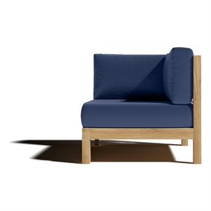 Curated Maison Leon Teak Outdoor Sectional Corner with Navy Cushion